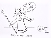 Alfred Moser – drei Karikaturen, je 21x14,7cm, im Rahmen