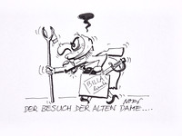 Alfred Moser – drei Karikaturen, je 21x14,7cm, im Rahmen